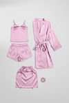Zivame Luxe Satin 5 Pc Sleep Set - Bridal Rose — thumbnail 2